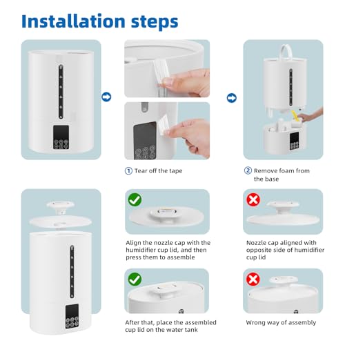 Coolfiqu 6L Warm & Cool Mist Humidifiers for Bedroom,Large Room,Plants | Quiet Top Fill Ultrasonic Humidifier,Essential Oil Diffuser, Auto Humidity Control,Hot Mist Desk Humidifiers,360° Nozzle - color: D-White