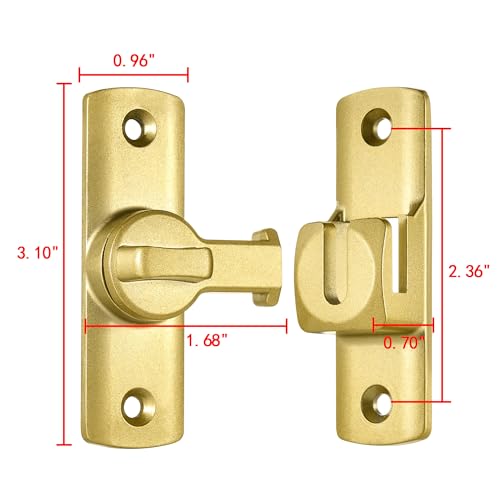 Gold Barn Door Latches,90/180 Degree Gate Lock_D | Aluminum Alloy Right Angle Door Lock Latch,Flip Gate Latches Hardware,Sliding Door Lock for Cabinets,Fence Gates,Pet Cage - color: Gold