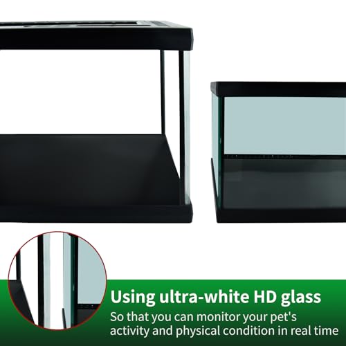 Reptile Glass Terrarium Tank 12 * 12 * 8" Full View with Top Ventilation, Amphibians Habitat Enclosure Cage for Frog,Spiders,Dubia Cockroach,Praying Mantis,Cricket,Tarantula,Hermit Crab - size: 12*12*8inch