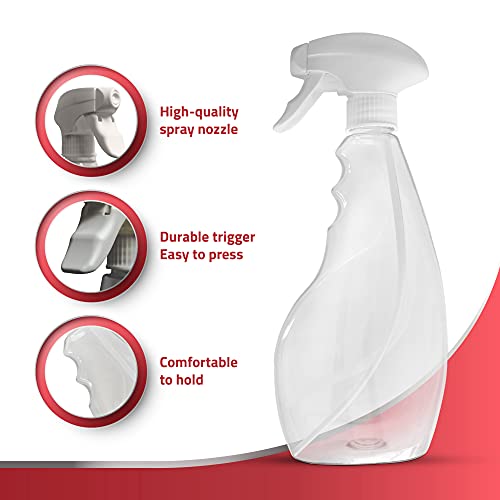 SPRAYZ Large 17oz Spray Bottles For Cleaning Solutions and Gardening, Plant, Water, Durable Trigger Sprayer, Refillable, Spray Bottle for Hair, All Directions, Clear Plastic Bottle 2x 17oz