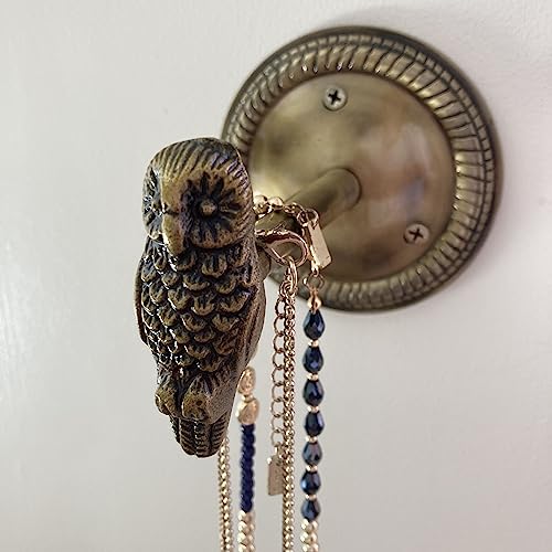 Animal Hook, Curtain Hold Back, Tie Back, Jewellery Hook, Antique Brass, Iron (Owl) - style: Owl