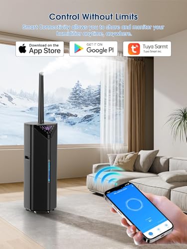 5Gal Humidifiers for Bedroom Large Room 2800 sq ft, 19L Quiet Humidifiers for Large Room, Floor Humidifier with 6 Mist Mode & Auto 180°Mist Tube for Home Whole House School Office Commercial Plants - color: Black