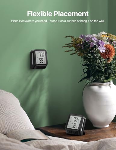 X-Sense Wi-Fi Thermometer Hygrometer with LCD, Base Station Required | Clear LCD Display for Real-Time Indoor Temperature and Humidity, Black - color: Black, size: Digital, 1-Pack (Base Station not included)