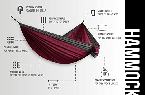 Double Hammock by Bear Butt - color: Maroon / Charcoal