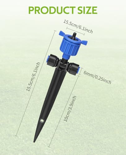 HIRALIY 12PCS Quick-Connect Drip Irrigation Emitters, Pressure Compensated | Adjustable Water Flow Dripper, for Drip Irrigation Kit Series 1/4 inch Tubing, with Stake, Maintain Constant Flow
