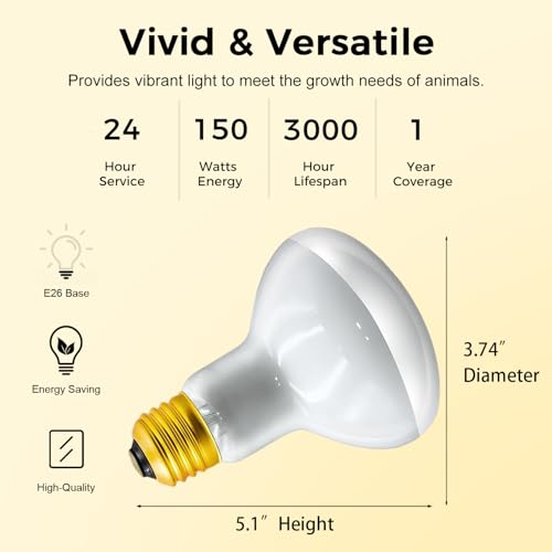 Reptile Heat Lamp 150W,Daylight UVA Basking Light Bulbs with E26 Base for Lizards, Turtles, Snakes and Amphibians 2 Pack - style: Basking 150W 2Pack
