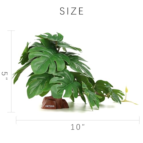Reptile Fake Plants Terrarium Decor fit Leopard Gecko Ball Python | Snake Tank Accessories fit Bearded Dragon Crested Gecko Tortoise Frog Lizard Spider - color: Fake Monstera