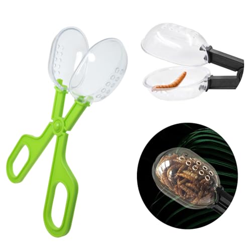 2PCS Amphibian Feeding Tongs Green 6.7 inches Long Reptile Dung Scoop Cleaning Tool for Bearded Dragons Lizards Geckos Small Turtles Frogs and Other Reptile Pets