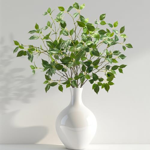 Artificial Plants Greenery Eucalyptus Stems Branches Plant for Home Decor,Faux Rustic Ficus Leaf Floral for Indoor Table Bathroom Bedroom Kitchen Decoration,Real Plastic Eucalytus Wedding Dcor(6PCS) - color: 32""green 6pcs