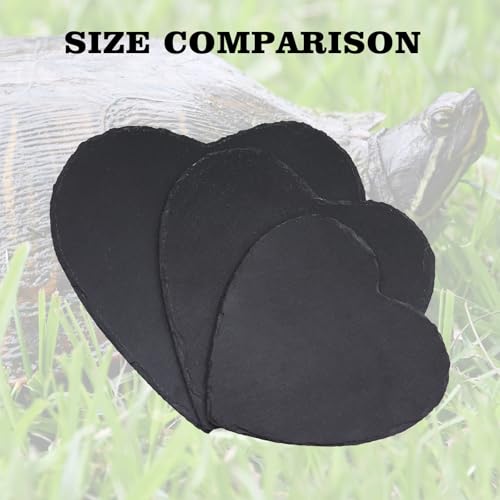 Reptile Basking Platform, 10 × 10 inch Tortoise Rock Plate, Heart Shape Natural Rock Reptile Food Dish, Turtle Feeding Bowl, Habitat Decor for Bearded Dragon Chameleon Frog Lizard Gecko Hermit Crab - size: M - 10 × 10 inch