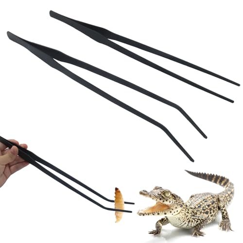 Zorfeter 2 PCS 15 Inch Reptile Feeding Tongs | Stainless Steel, Extra Long, Rubber Tip, Long Terrarium Supplies for Bearded Dragon/Aquarium/Snake Tank