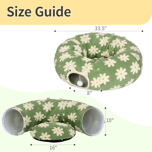 Pesen Cat Tunnel Bed with Soft Cushion for Indoor Cats and Kittens | Interactive Pet Toy Encourages Exploration, Supports Natural Instincts and Bonding for Cats, Small Dogs and Rabbits