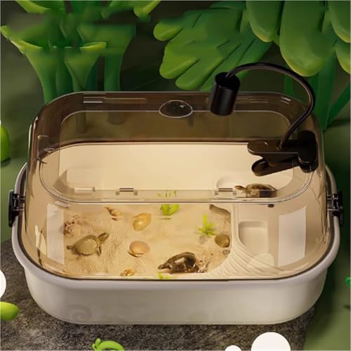 Reptile Tank Sun Terrace Turtle Villa Feeding Box Perfect Habitat for Your Aquatic Pets Easy Assembly(Gris) - color: Gris