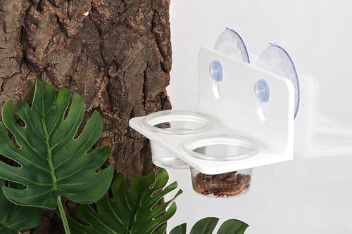 Crested Gecko Feeding Ledge with 10PCS Gecko Food Water Dish - color: White