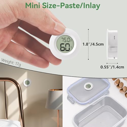 Atogou 2-Pack Mini Hygrometer & Thermometer, Indoor Digital Humidity Meter | ℉/℃, Outdoor Gauge Temperature for Home, Office, Reptile, Car, Greenhouse, Lab, Terrarium, Cellar.. A01 White - color: White 2-pack