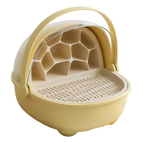 Silkworm Breeding Box Small Pet Feeding Container Transparent Removable Habitat Cage Portable Reptile House with PP for Turtle Frog Snake Suit, Yellow - color: Yellow