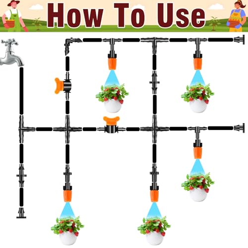 250-Piece Drip Irrigation Fittings Kit for 1/4" Tubing, Complete Set of Barbed Connectors for Drip System Setup (Nozzles, Nozzle Tees, Single Barbs, Couplings, Tees, Elbows, Plugs, Crosses) - size: 1/4" Fittings with Box-250P