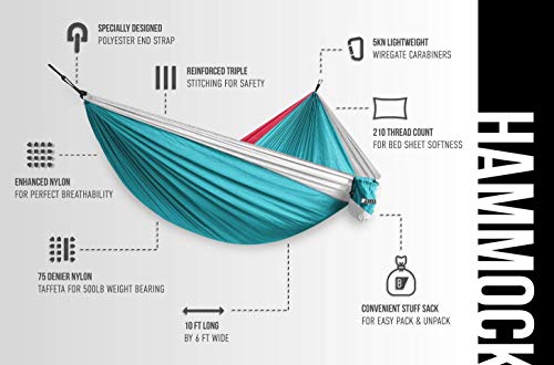 Double Hammock by Bear Butt - color: Sky Blue / Pink / White