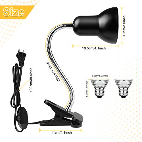 Dallfoll Reptile Heat Lamps, Turtle Lamp UVA/UVB Turtle Aquarium Tank Heating Lamps with Clamp, 360°Rotatable Basking Lamp for Reptiles Lizard Turtle