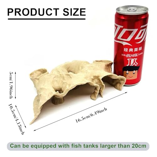 LIYAOLI Aquarium Ornaments Cave Tunnel with Viewing Ports | Fish Tank Decoration Hideout for Pleco, Shrimp & Corydoras | Substrate-Friendly Design & Sinking Base (S - Sand Color) - color: S - Sand Color