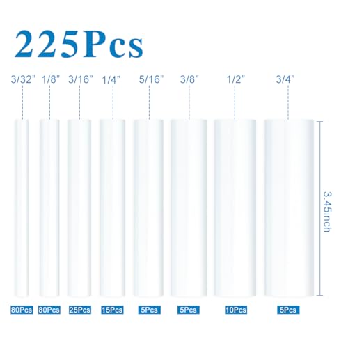 XHF UL Listed 225 Pcs 3:1 Waterproof Heat Shrink Tubing Kit Marine Grade Adhesive Lined Heat Shrink Tube, Insulation Sealing Oil-Proof Wear-Resistant Clear - color: Clear, size: 1(225PCS(3/32"-3/4"))-66.5ft