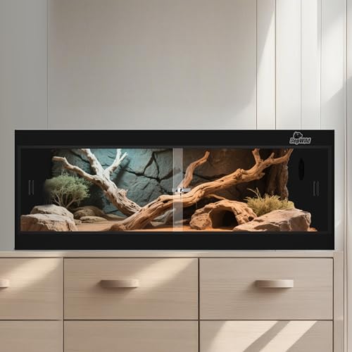 65 Gallon PVC Reptile Enclosure, RepWild 48"x18"x18" Terrarium/Tank with Heavy-Duty Screen Top, Glass Sliding Doors & Lock for Bearded Dragons, Ball Python, Geckos, Lizards - size: 48"W x 18"D x 18"H