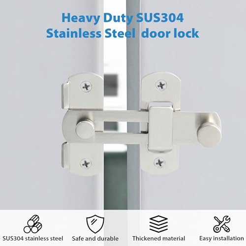 Alise 4 inch Brushed Nickel SUS304 Stainless Steel Gate Latches for Barn Door | Heavy Duty Gate Hardware ,Security Flip Latch,Anti-theft Latch,Safety Door Lock for Barn Wood Fence Sliding French Door - color: Brushed Nickel, size: 4 Inch