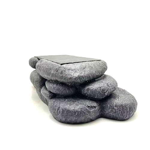 Large Bearded Dragon Basking Platform, Lizard, Snake or Reptile Hide with Heat Storage Slate Stone, 12.6x7x3.5 inch Oversized Gecko Hide Cave - size: L / 12.6x7x3.5 inch