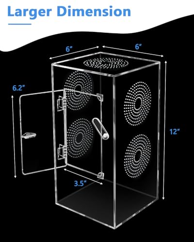Jumping Spider Enclosure - 11.7x6x6 Inch Large Acrylic Terrarium for Tarantulas - Reptile Tank With Front Opening Door - Habitat Accessories