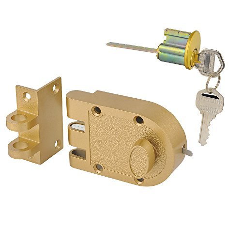 Jimmy Proof Deadbolt Lock with Keyed (Gold Color) with 2 Brass Keys - color: Gold color