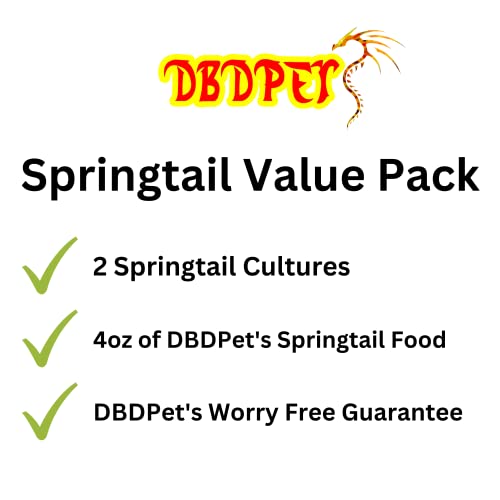 DBDPet Live Springtail Cultures - Great for Terrariums, Vivariums, and More - Microfauna for Bioactive Reptile & Amphibian Cages (Value Pack (2 Cultures & Food)) - size: 0.5 Ounce (Pack of 2)