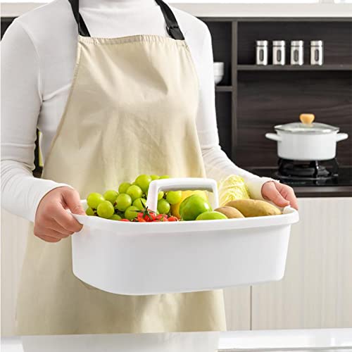Large Cleaning Supplies Caddy Portable Shower Caddy Basket White | Sturdy Supply Organizer with Handle Plastic Bucket Tool Storage for Bathroom Bedroom Kitchen Garden College Dorm Essentials - color: White, size: Large