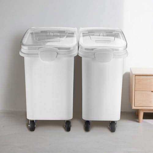 Ingredient Storage Bin,31 Gallon Dispenser Bin with Scoop for Dry Food, Sugar, Baking Supplies,Kitchen Rice Cereal Flour Bin,BPA Free,Pet Food Storage Container,Dog Cat Birds Food (31 Gallon) - size: 31 Gallon