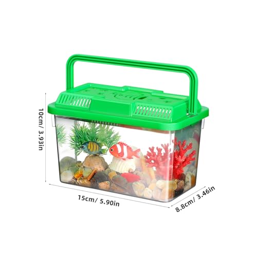 YARNOW Portable Mini Plastic Fish Tank Clear Terrarium for Betta Fish Turtles and Reptiles Stylish Handheld Aquarium with Design for Pet Care and Observation