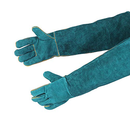 F&Yard Canvas Pet and Reptile Handling Gloves with Extended Arm Coverage, Protection Gloves for Feeding and Grabbing Use
