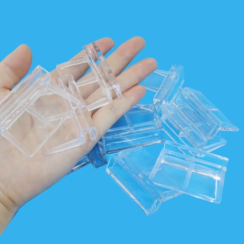 Hordion 20pcs Aquarium Lid Clip, 5mm Clear Acrylic Fish Tank Lid Holder | Aquarium Glass Cover Clips for Rimless Aquarium Fish Tank - size: 5mm