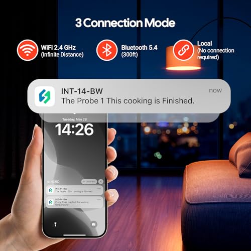 INKBIRD WiFi Wireless Meat Thermometer with 360°Readable LCD Standalone Base,4 Probes Digital Food Meat Thermometer with Remote Control for BBQ, Grill, Oven, Smoker, Rotisserie, Kitchen