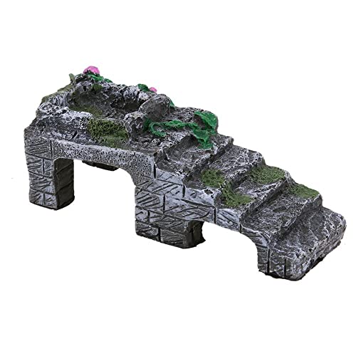 Leadigol Multifunctional Turtle Reptile Climbing Ladder, 14x7.5x4.5cm Basking Platform, Resin Amphibians Tortoise Climbing Resting Platform, Fish Tank Ornaments
