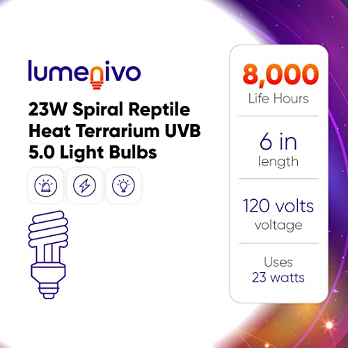 23 Watt UVB Reptile Light 5.0 23W Spiral Reptile Heat - 1 Pack | Terrarium Light Bulbs Turtles · Gecko · Tortoise · Snake · Lizard · Chameleons · Insects 120V - color: Uvb 5.0, size: 1 Count (Pack of 1)