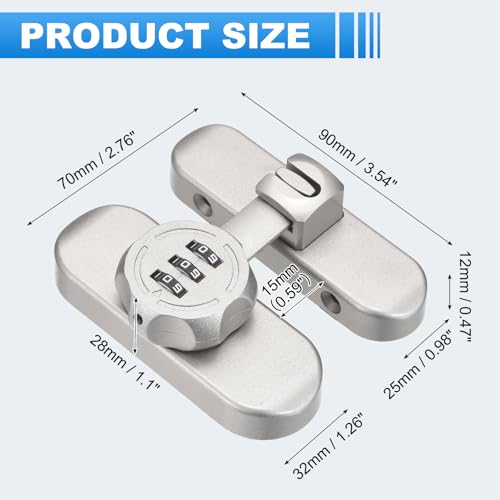 PATIKIL 2Pcs 90/180 Degree Barn Door Combination Lock with Password, 3 Digit Mechanical Password Lock for Sliding Door Gate Cabinets Closet, Silver Gray - color: Silver Gray