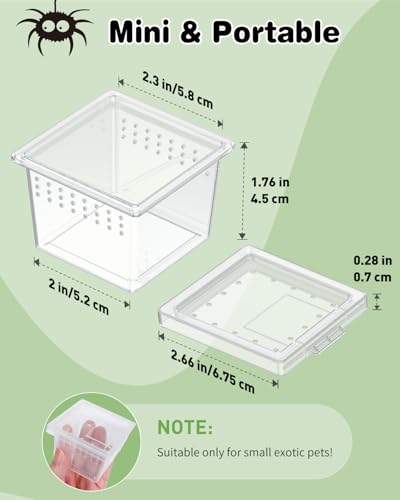 Pawfly 20 Pcs Mini Spider Terrarium Breeding Box, Transparent Plastic Jumping Spider Enclosure Cricket Keeper Tarantula Enclosure, Small Reptile Hatching Container for Scorpion Centipede Gecko Mantis - size: 20PCS
