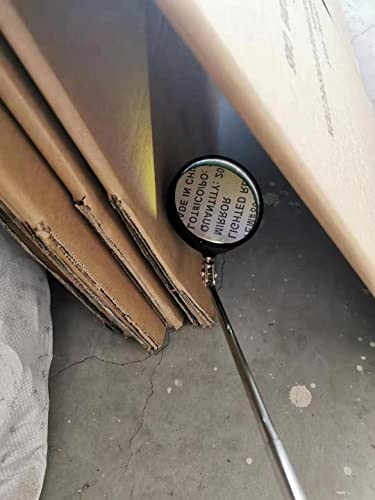 Telescoping Inspection mirror with Lighted,extendable Round Mirror on a stick for Checking Vehicle, Observing and Small Parts Extended Mechanic Tool for Automotive and Shower Use mirror - style: Roud