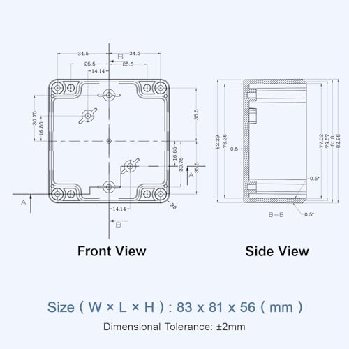 Junction Box with Clear Cover IP65 Waterproof Project Box Dustproof ABS Plastic Electrical Project Boxes Universal Enclosure, Black 3.2"x 3.1"x 2.2"(83x81x56mm)(Pack of 2) - color: 2 packs, size: 3.2"x 3.1"x 2.2"