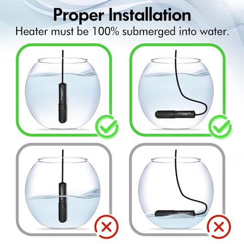 Orlushy 25W Small Submersible Aquarium Heater, Constant Temperature Betta Fish Tank Heater of 78℉for 1-6 Gallons Freshwater & Saltwater Tanks - size: 25W