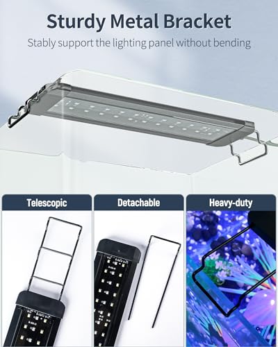 Pawfly 33W Aquarium LED Light for 48 to 54 Inch Extendable Fish Tank Light with Full Spectrum Brilliant White Blue Red Lights with Daytime & Night Modes Timer Auto On/Off Adjustable Brightness - color: Basic with Timer, size: 48"-54"
