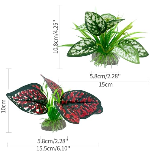 Moonorange Reptile Artificial Plants, Terrarium Plants Decorations Supplies, Aquarium Fish Tank Plant, Amphibian Habitat Hideout Tank Accessories(S Set-4pcs/A) - color: S Set-a
