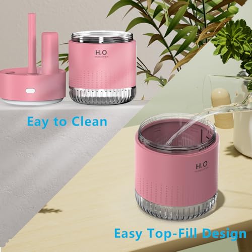 Colorful Mini Humidifier, USB Rechargeable Humidifier, 4 Modes Super Quiet, Humidifiers For Bedroom,Suitable For Travel Office Family-Rose Pink - color: Rose Pink