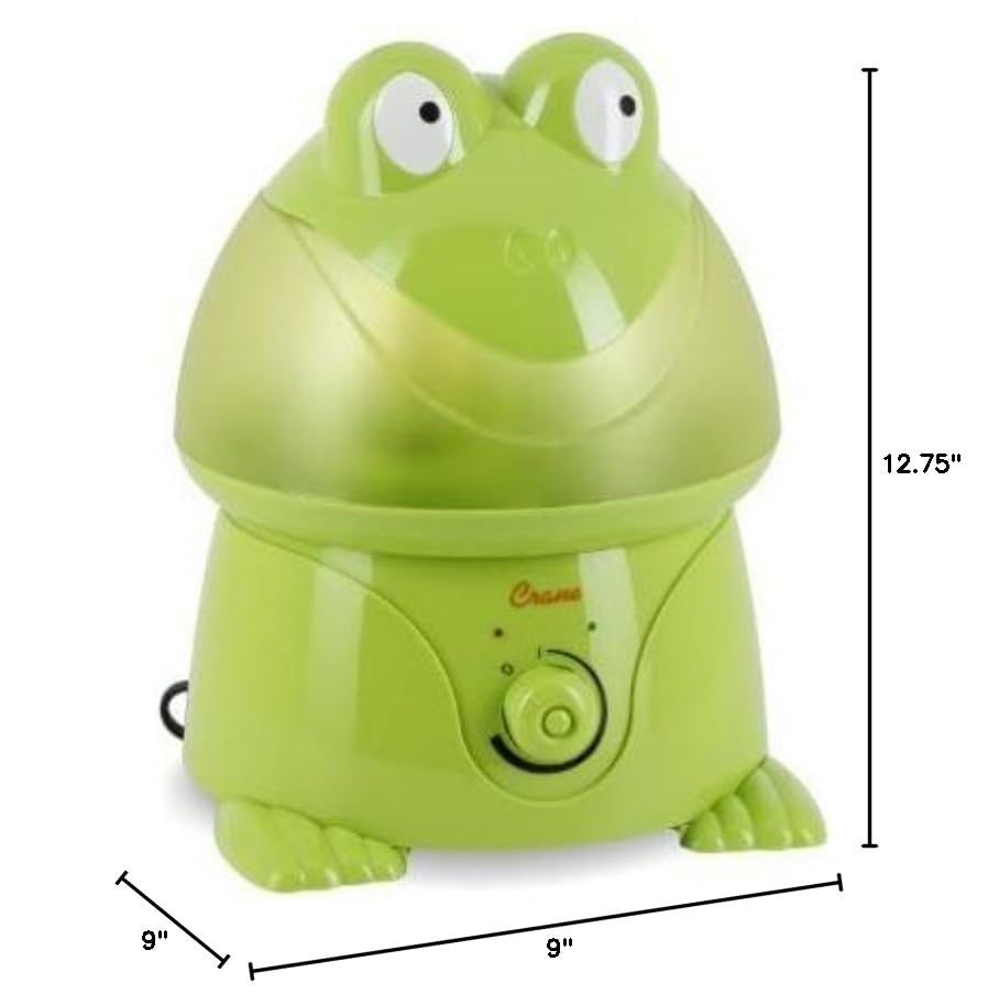Crane Ultrasonic Cool Mist Animal Humidifier for Kids Bedroom and Nursery, 1 Gallon Easy Clean, Adjustable Settings, Frog Humidifier - color: Frog