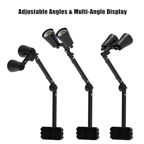 Dual Reptile Lamp Stand with Suction Cups, Adjustable Bracket for Terrariums, Dual‑Head Heat & Basking Lamp Holder with Ceramic Sockets and Separate Switches - size: Vertical Pole Style
