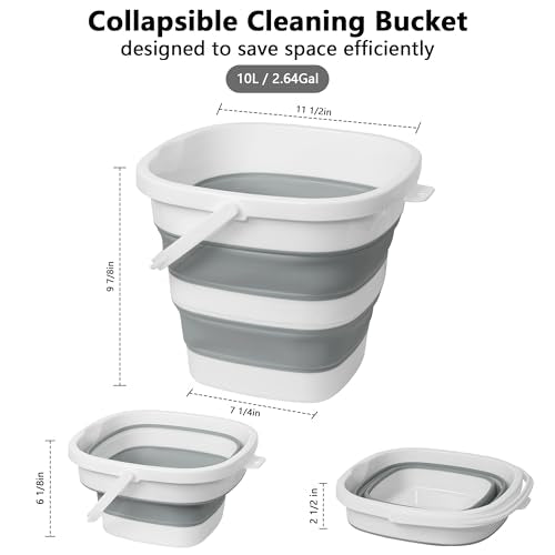 Collapsible Bucket, 2.6 Gallon 10L Mop Bucket for Cleaning, Car Washing, Portable Plastic Tub for Camping, RV, Beach, Fishing, Garden, Indoor and Outdoor Space Saving Wash Basin Ice Buckets - color: Gray, size: 10L